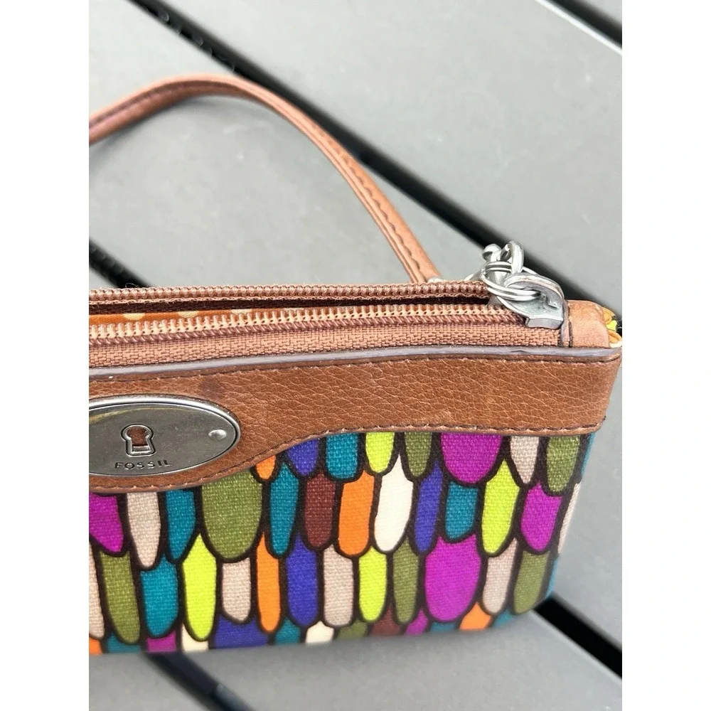 Fossil Wristlet Y2K Boho Retro Festival Colorful Everyday Geometric Wallet
